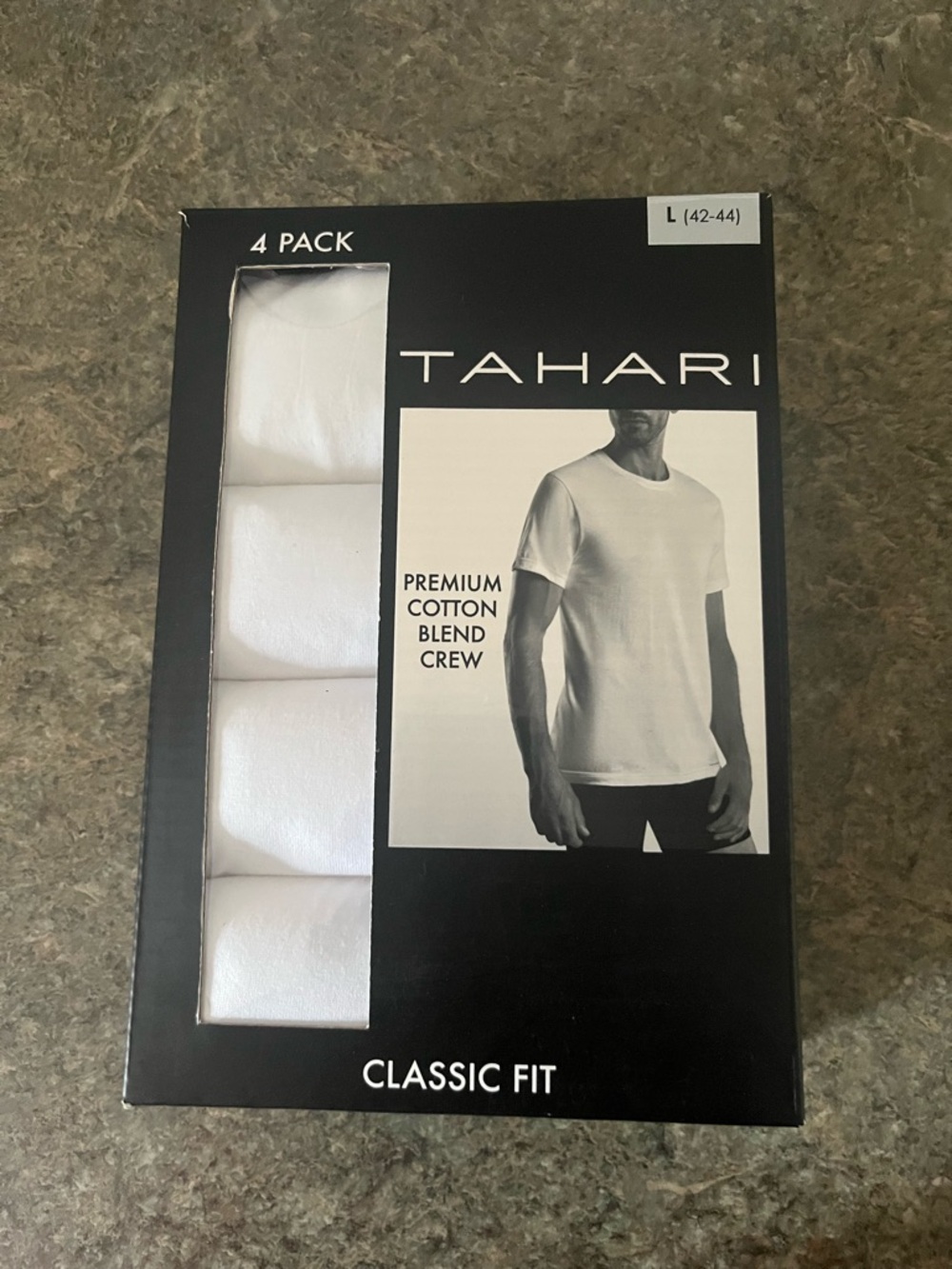 Tahari Men’s Classic Fit Crew T-Shirts - White (4 Pack) L